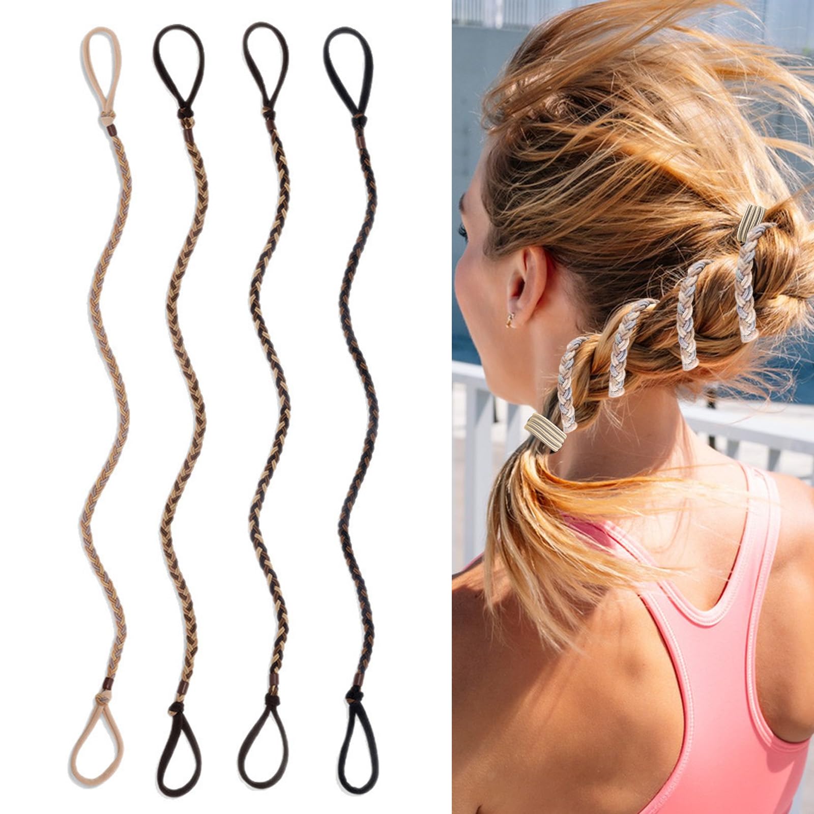 Starfa Lab serre-cheveux spiralé, ensemble de couleurs pour sport et plage, fixation douce