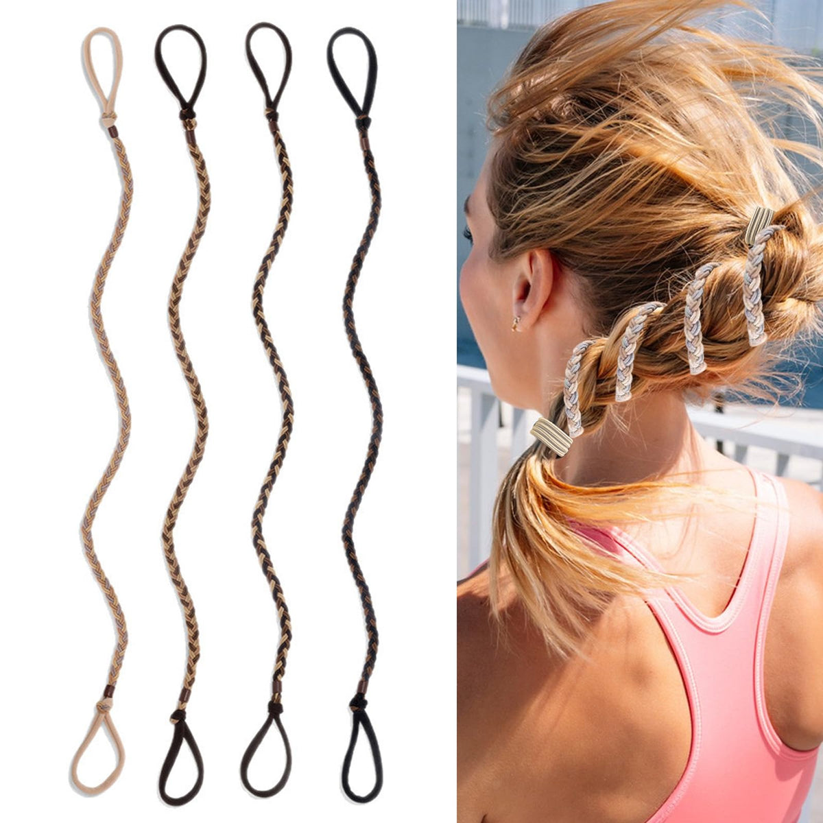 Starfa Lab serre-cheveux spiralé, ensemble de couleurs pour sport et plage, fixation douce