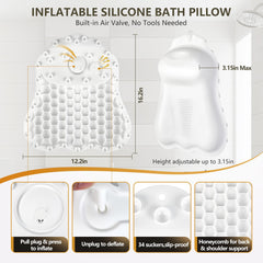 Starotatess coussin bain silicone confort ergonomique pour détendre le cou et les épaules.