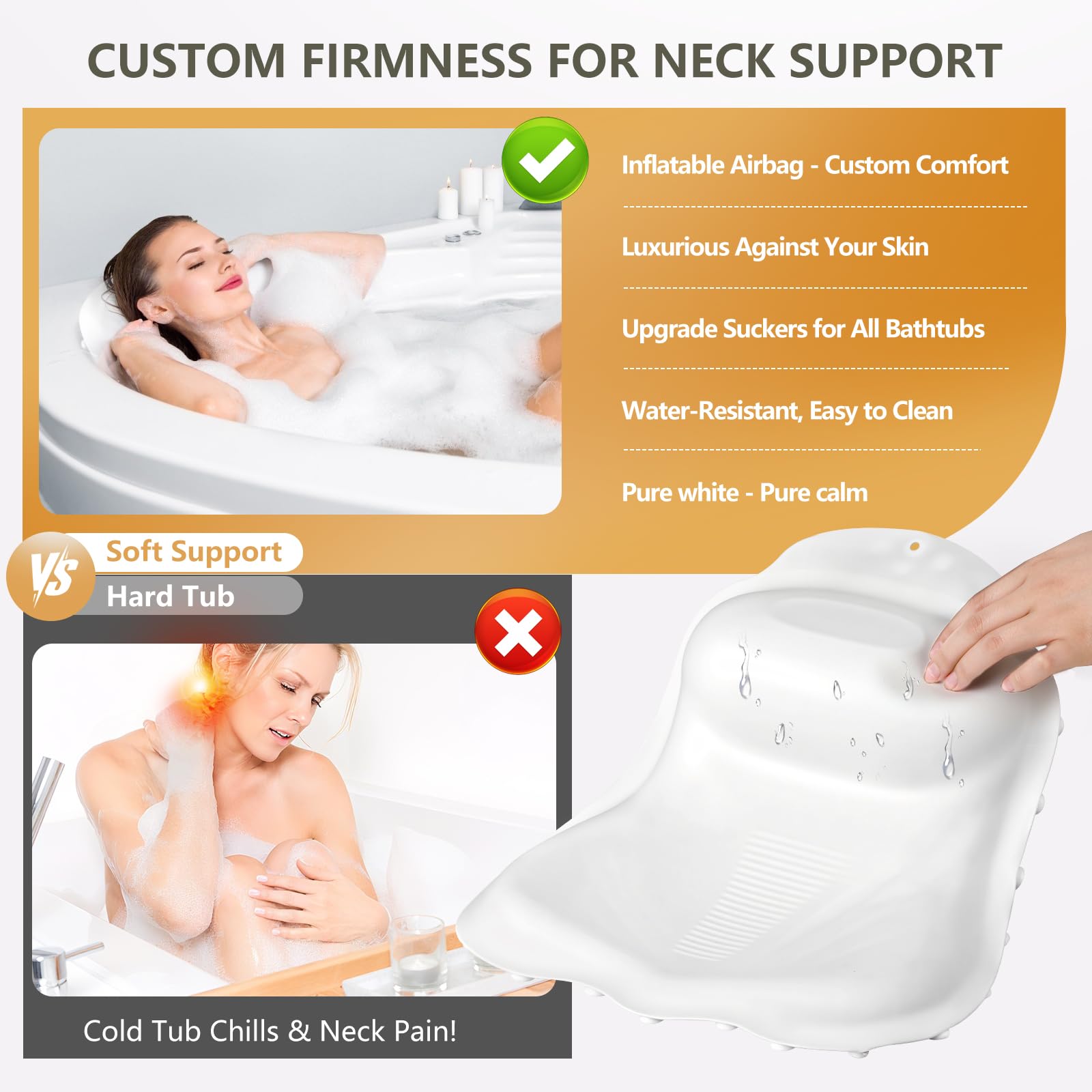 Starotatess coussin bain silicone avec ventouses antidérapantes pour une stabilité fiable.