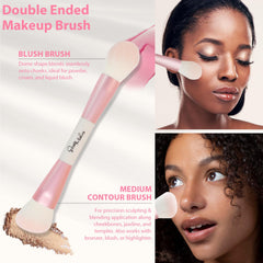 Pinceaux START MAKERS double-face rose, correcteur: couvrance précise sans sur-application.