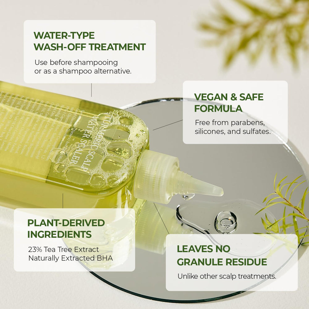 STEAMBASE Tea Tree Scalp Water Scaler, exfoliation du cuir chevelu pour éliminer les résidus.