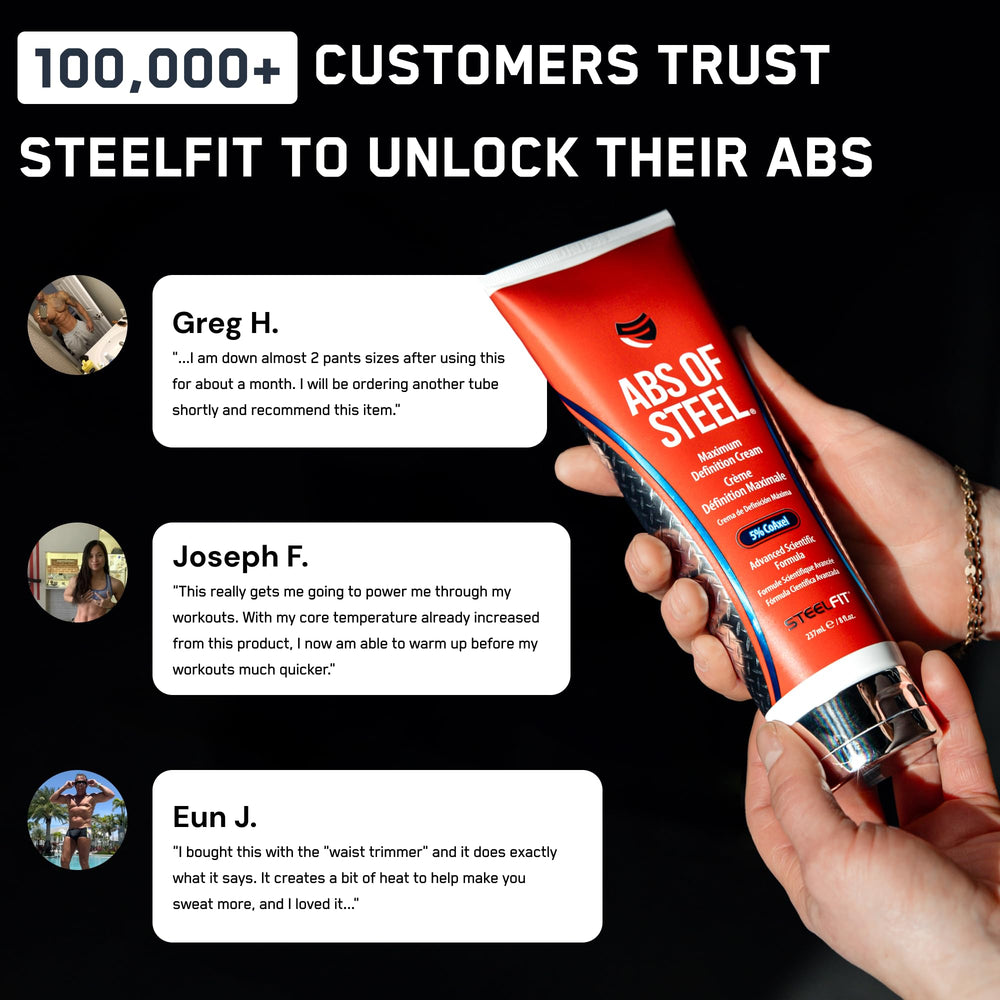 Crème SteelFit Abs d'Acier – texture non grasse qui ne tâche pas les vêtements.