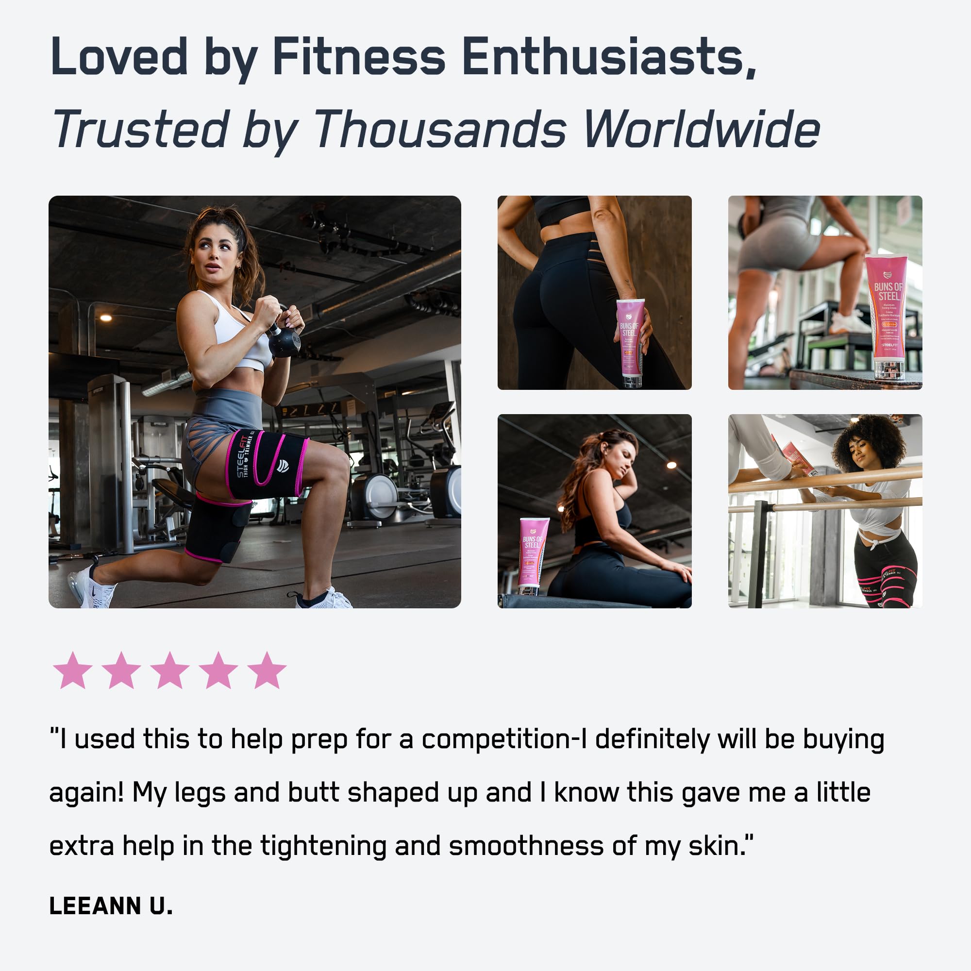 SteelFit application avant ou après l'entraînement pour peau tonifiée.