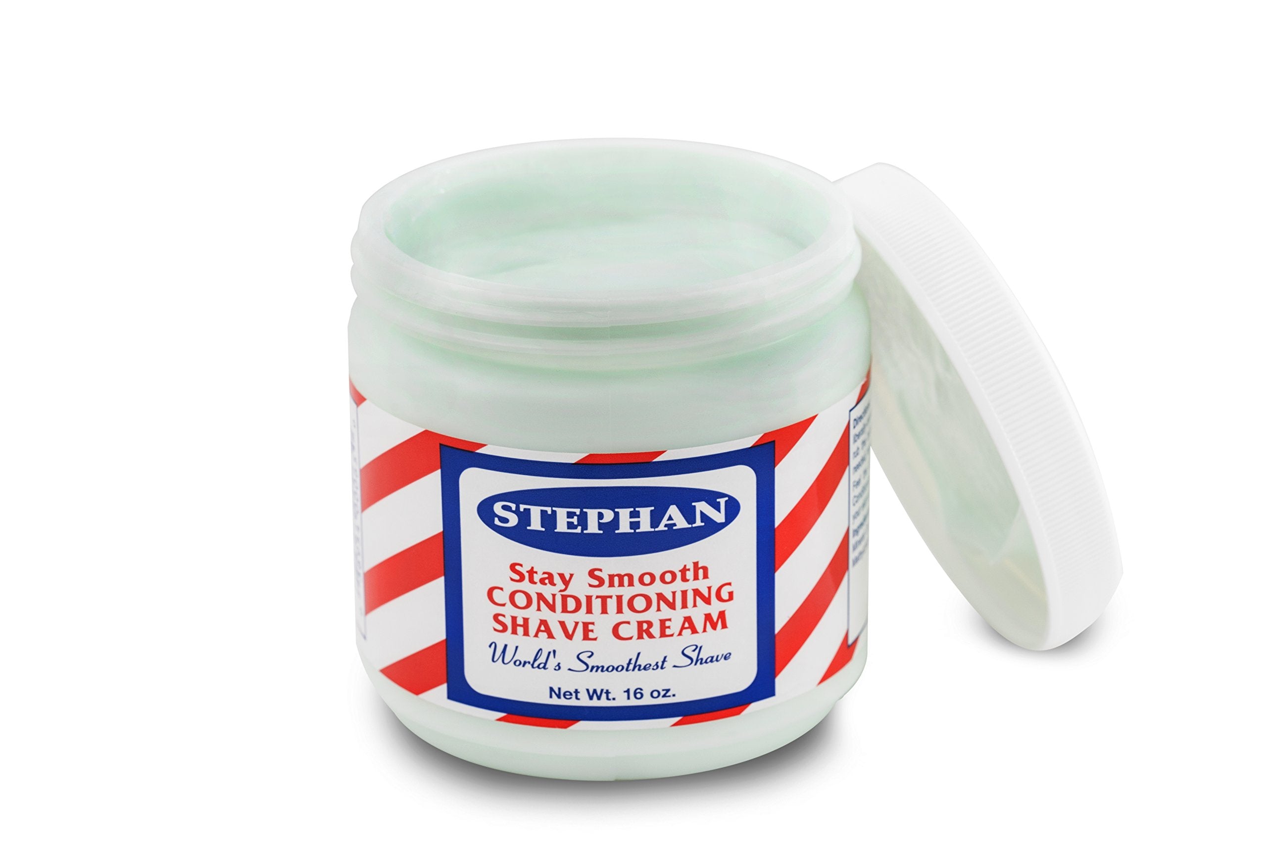 Stephan’s Stay Smooth, crème de rasage conditionnante, texture onctueuse et bouteille pratique facilite le rasage.