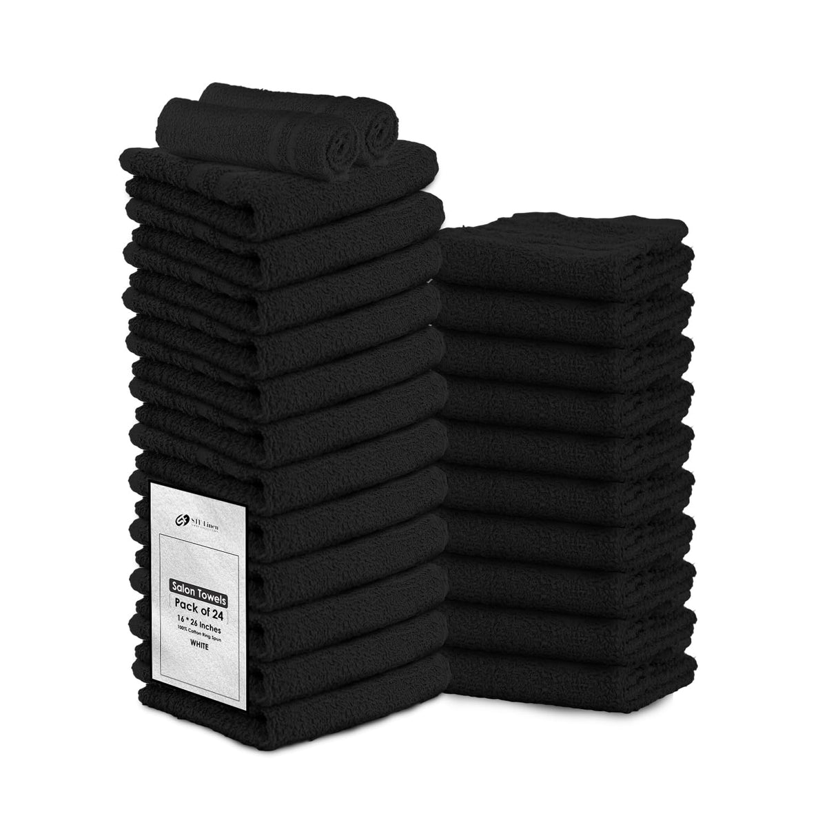 STF Linen serviettes noires 16x27, ultra absorbantes pour spa et salle de bains.