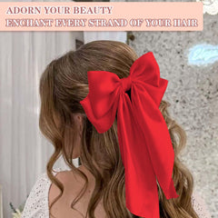 STGDAK Barrette Noeud rouge satin Luxe, idéale pour les occasions spéciales.