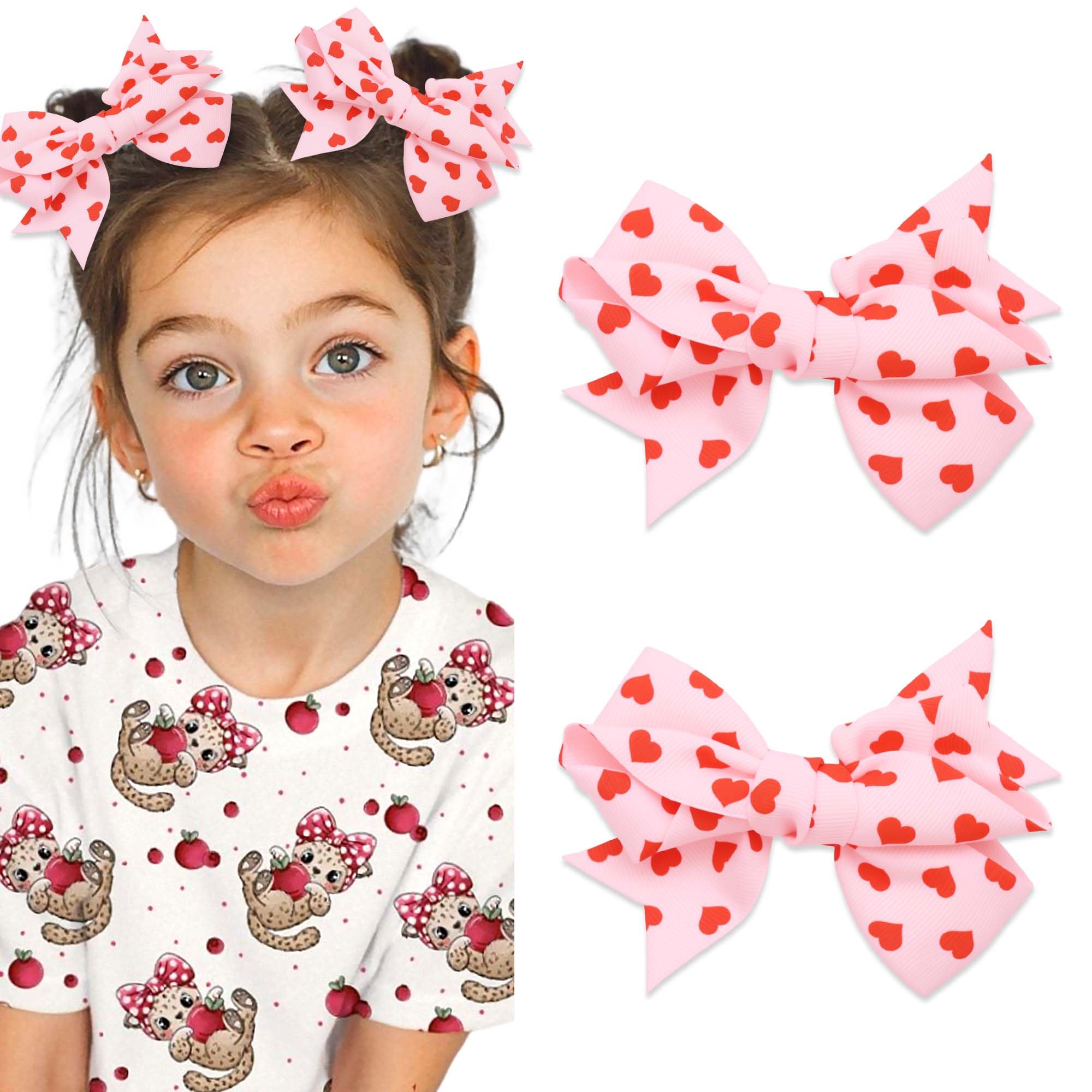 STGDAK Coeur rouge imprimé, barrette cheveux idéale pour fêtes et tenues romantiques