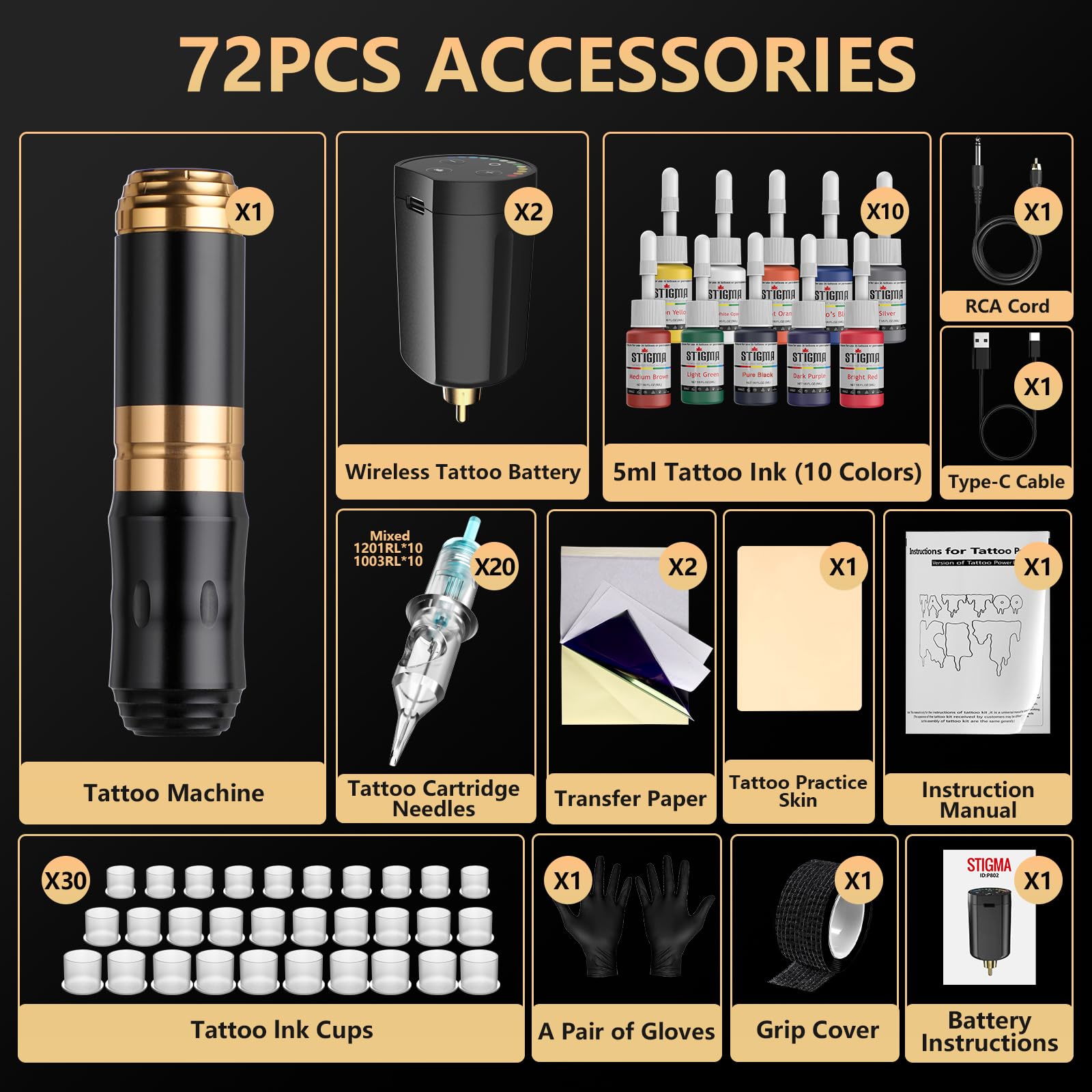 STIGMA accessoires tatouage complets, prêts à l'emploi pour démarrer rapidement.