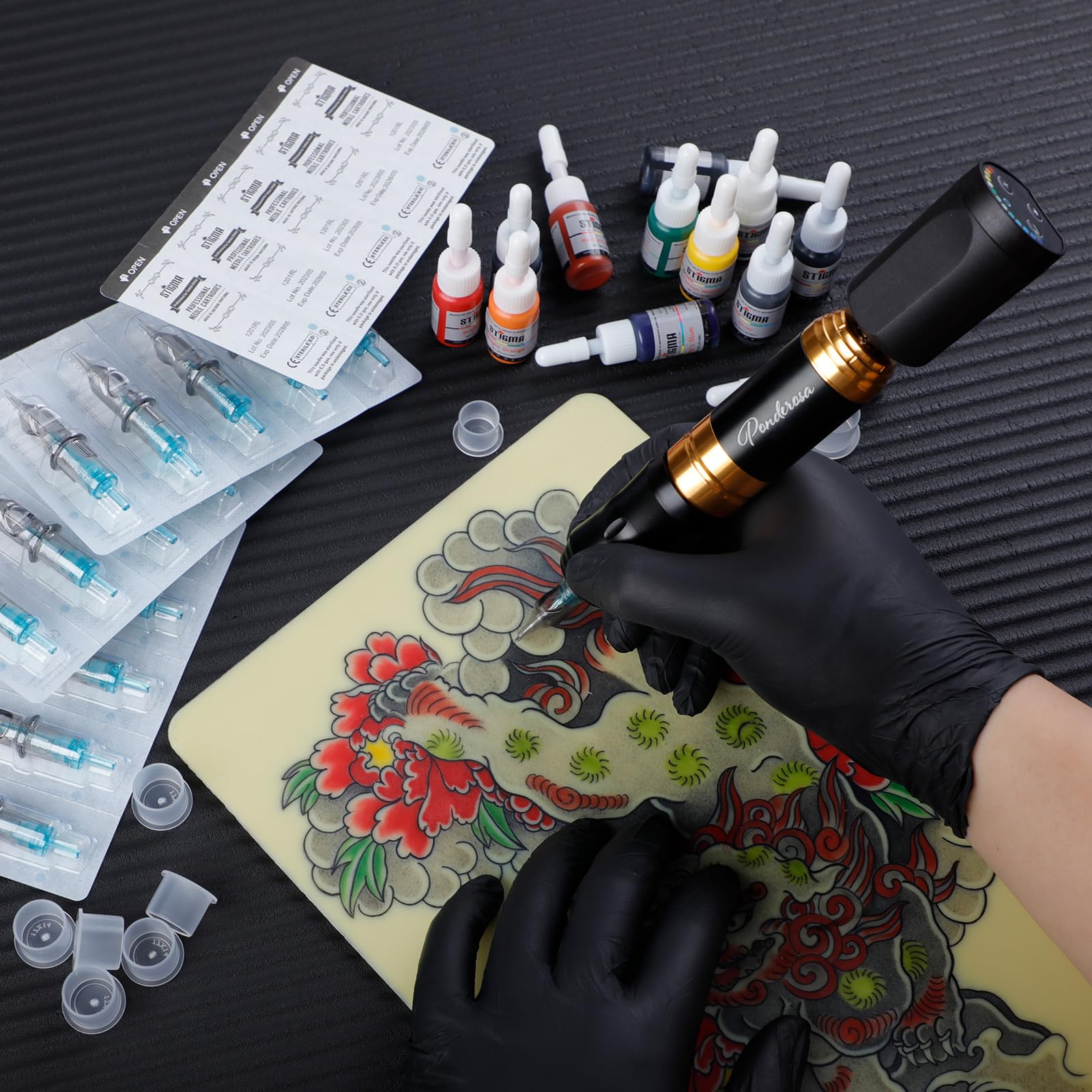 STIGMA ensemble encre tatouage 10 couleurs, pratique pour pratiquer quotidiennement.