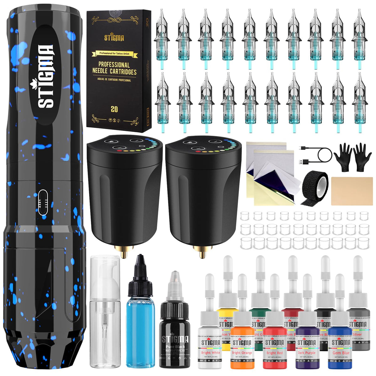 STIGMA kit tatouage sans fil : stylo ergonomique pour tracés précis.