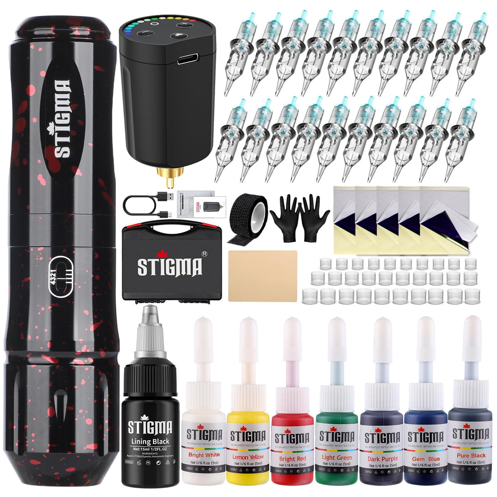 STIGMA tatouage sans fil stylo-pistolet et batterie 1400mAh, pratique.