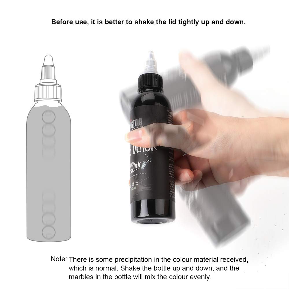 STIGMA encre tatouage noir 120ml - conditionnement pratique pour professionnels en studio.