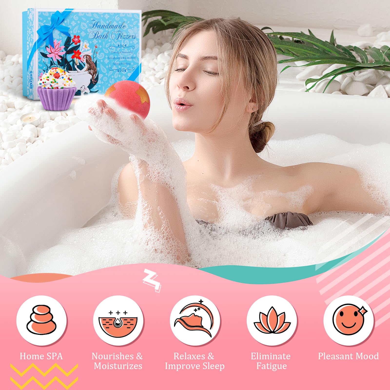 Boules de bain cœur STNTUS INNOVATIONS parfum délicat et douceur durable