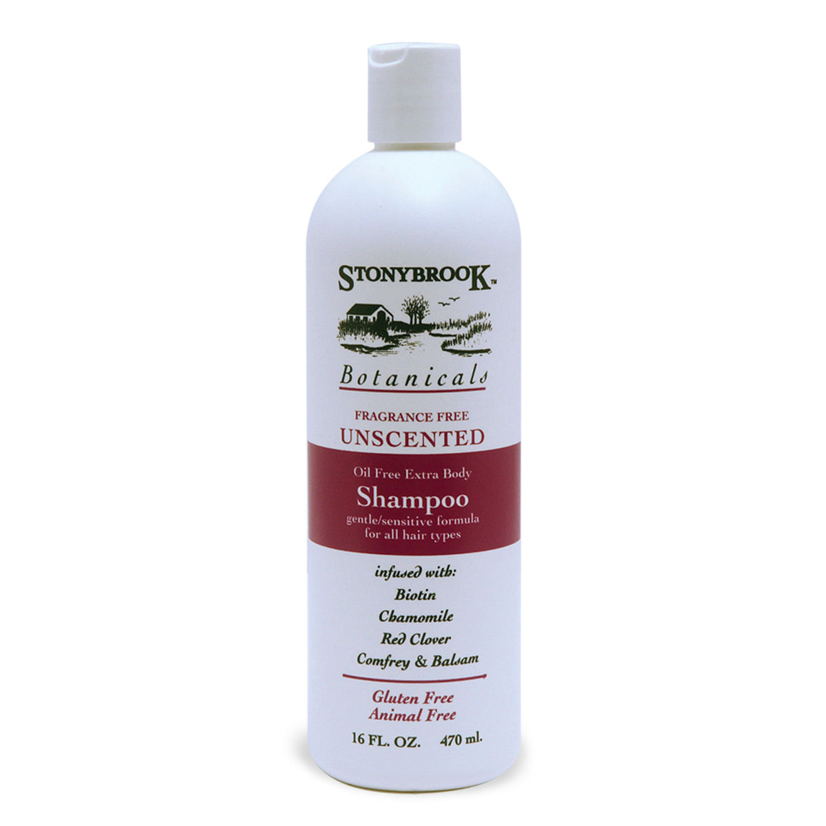 Shampoing Stoney Brook sans parfum en bouteille, douceur naturelle pour cheveux.