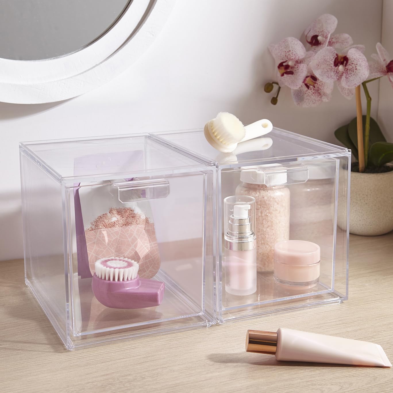 STORi Audrey, set de 2 boîtes transparentes pour le rangement quotidien.