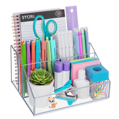 STORi Chloe organisateur bureau transparent à six compartiments pour stylos et notes
