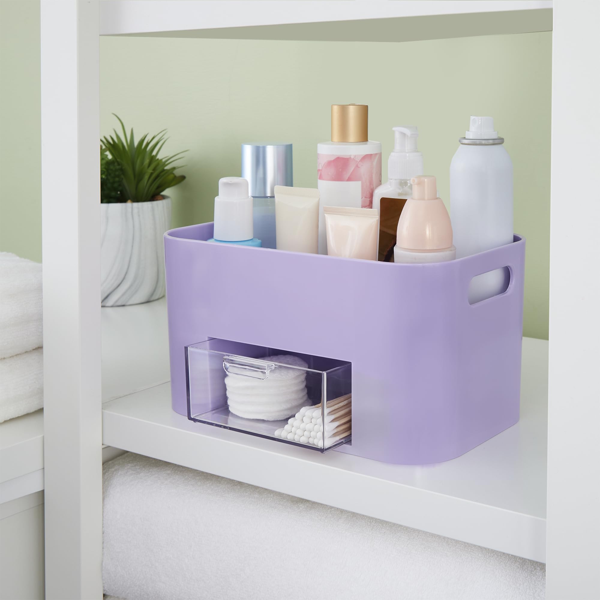 STORi Bliss Lilac: compartiments hauts idéaux pour palettes yeux et brosses.