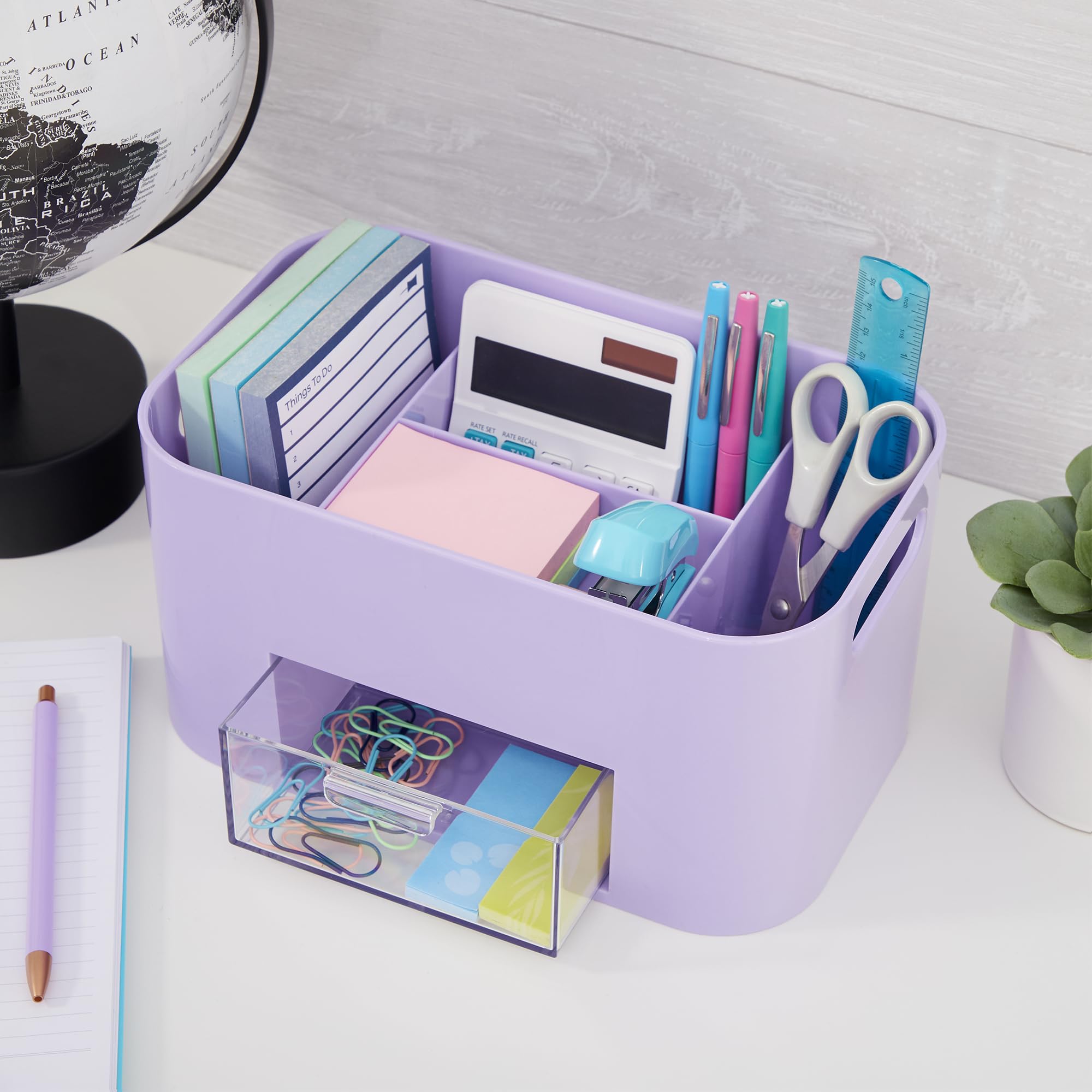 STORi Bliss Lilac: porte pinceaux et accessoires bien séparés pour gagner du temps.