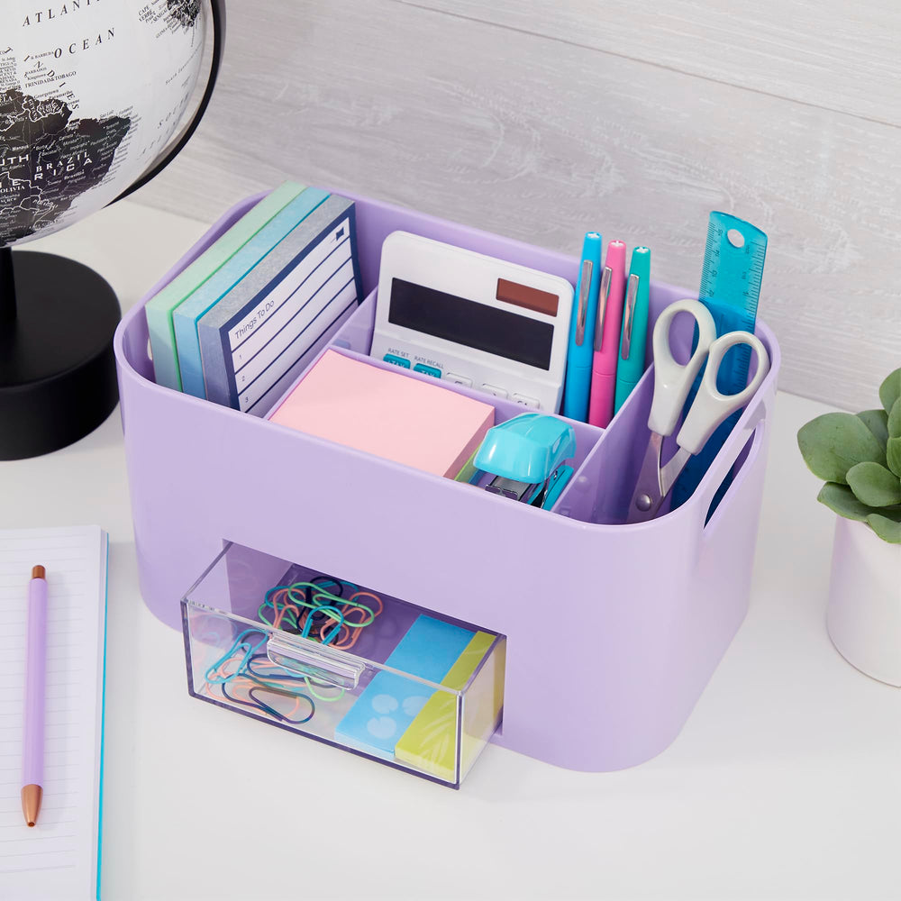 STORi Bliss Lilac: porte pinceaux et accessoires bien séparés pour gagner du temps.