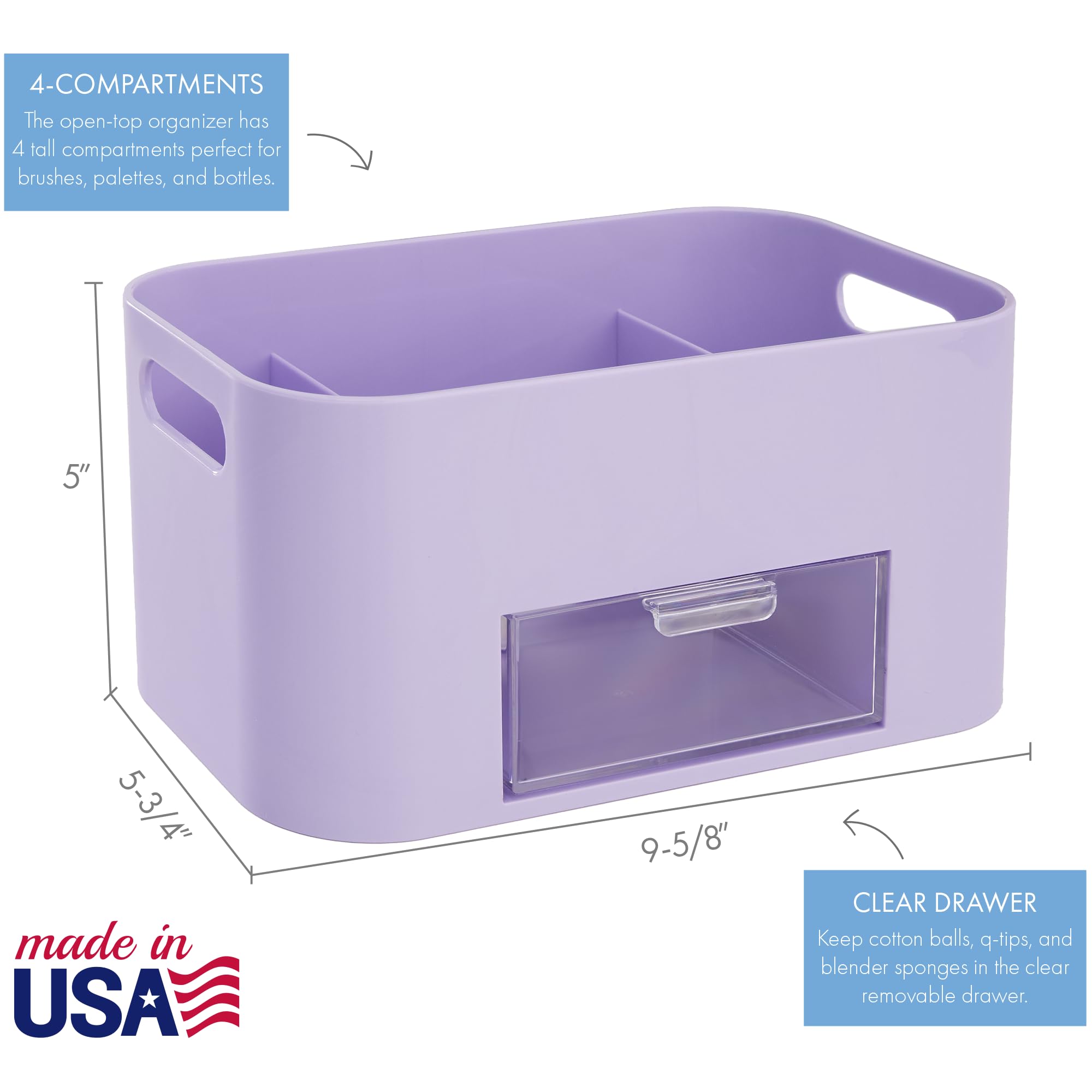 STORi Bliss Lilac: rangement soins de la peau organisé sur la table de nuit.