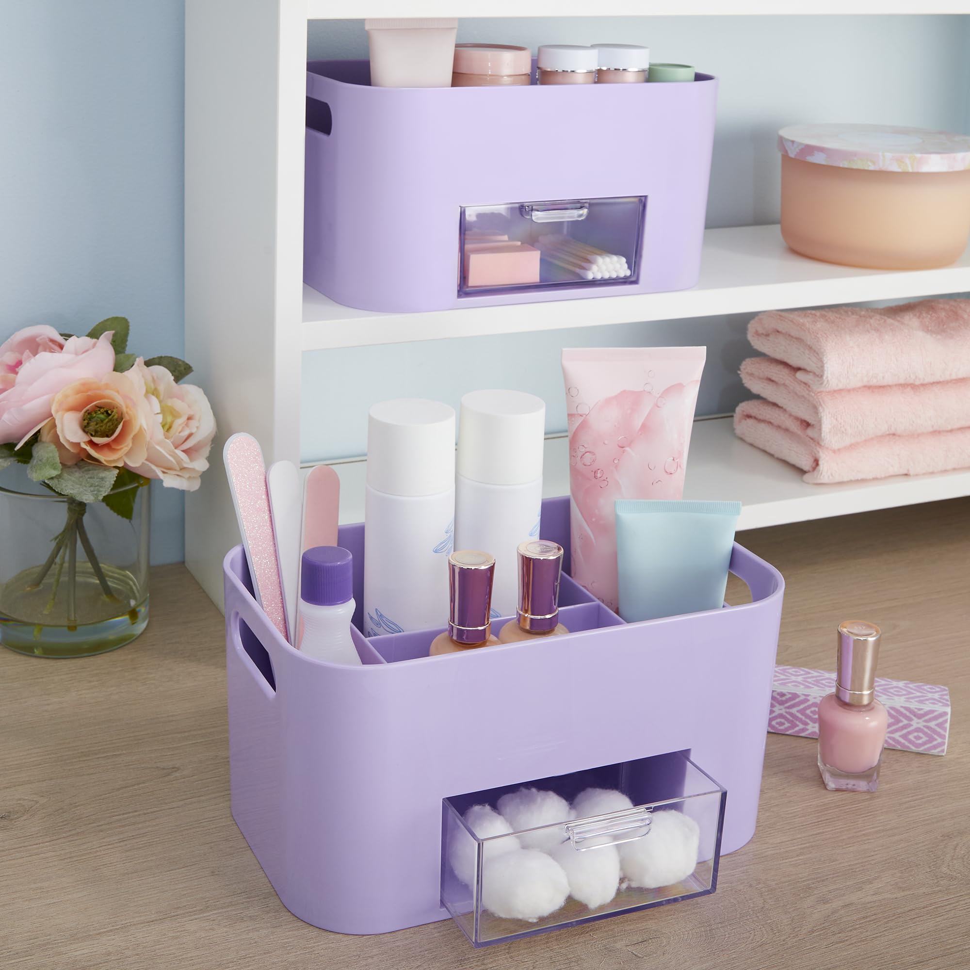 STORi Bliss Lilac: rangement vernis et échantillons dans tiroir amovible.