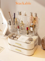 STORICANS Grand espace rangement pour brosses, cosmétiques et soins du visage.