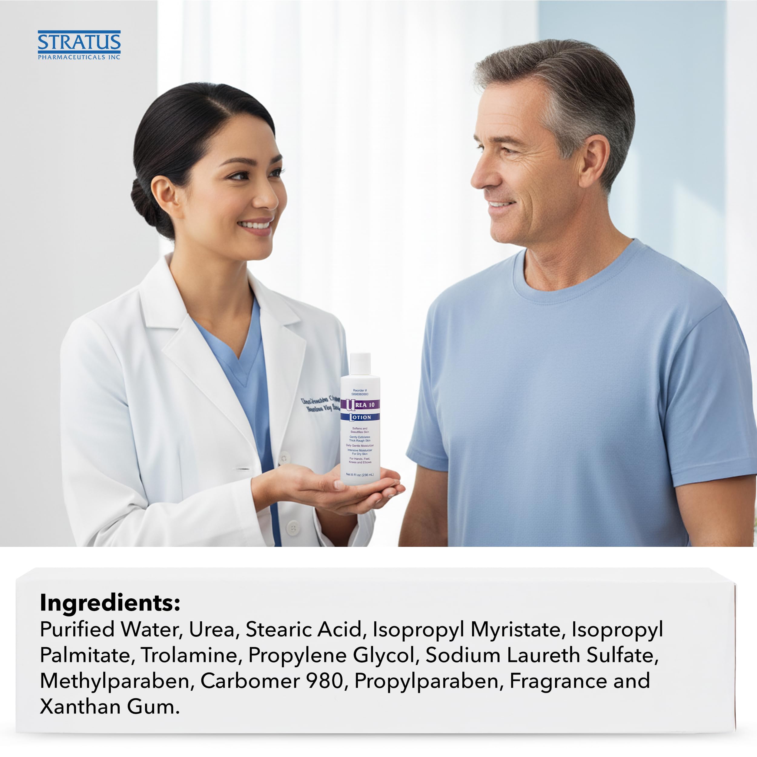 Utilisation quotidienne Stratus Urée 10% – hydratation et exfoliation douces.