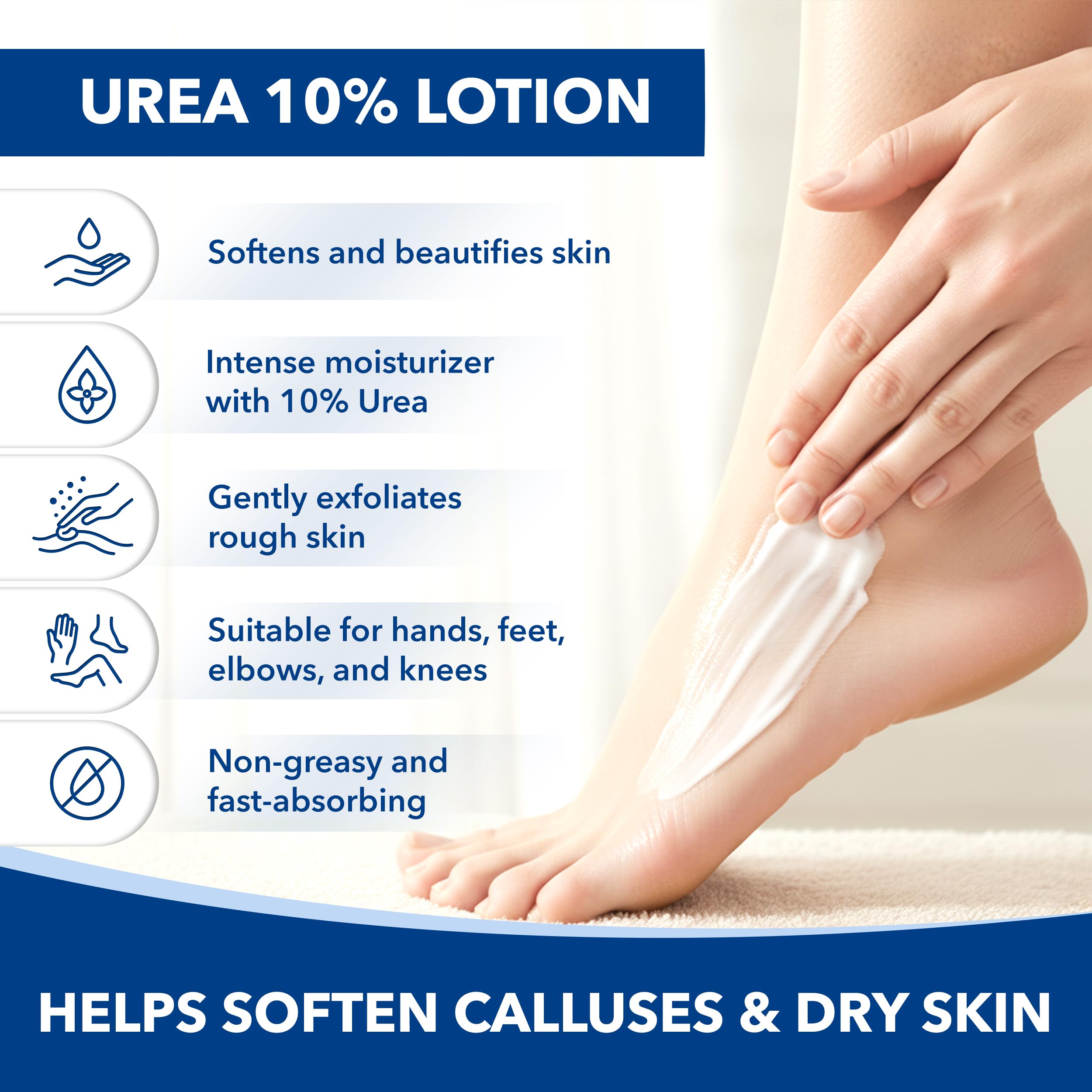 Application sur les mains avec Stratus Urée 10% – peau plus lisse.