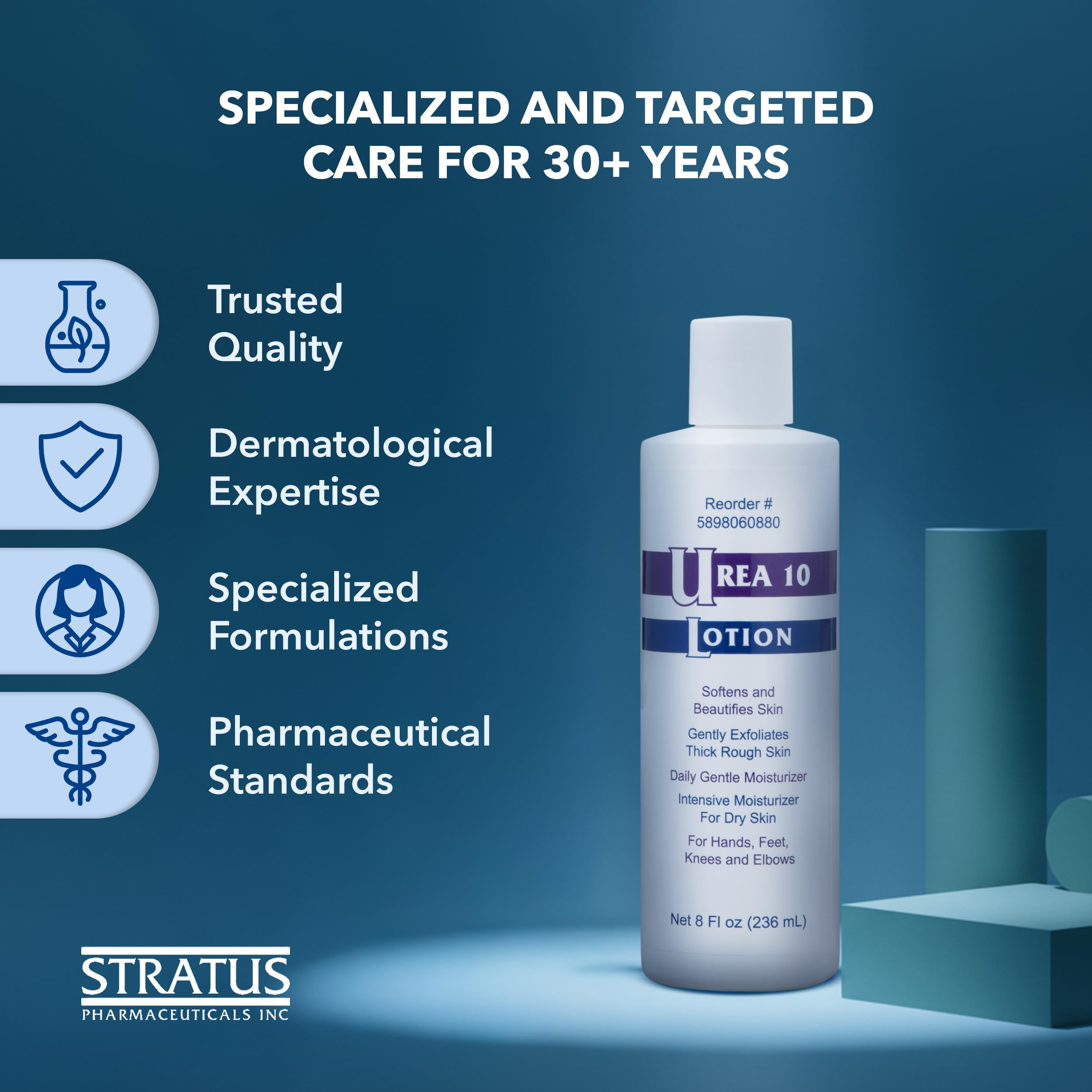 Texture crème légère Stratus Urée 10% – absorption rapide sans gras.
