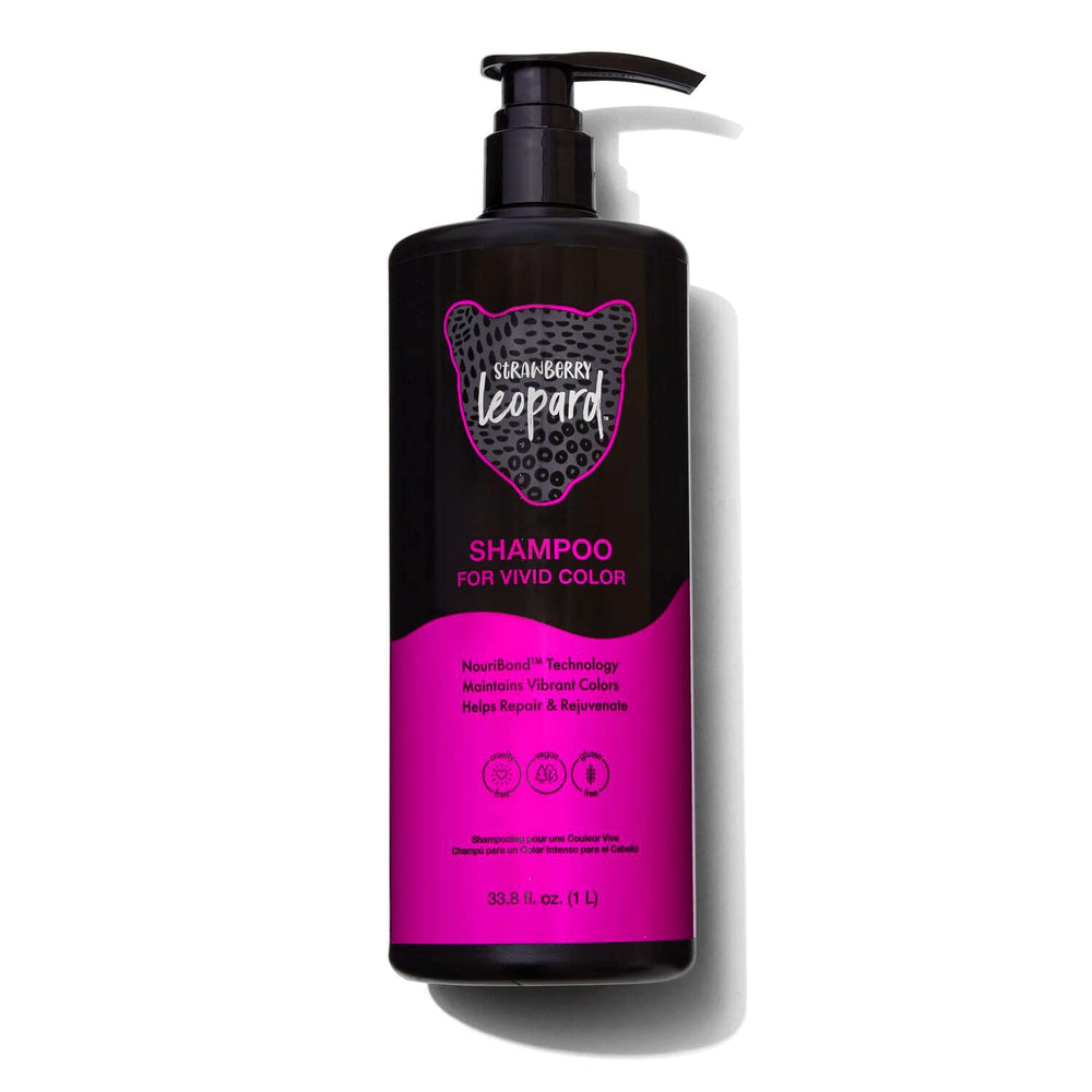 Strawberry Leopard shampoing couleur vive—préserve l’éclat et hydrate.