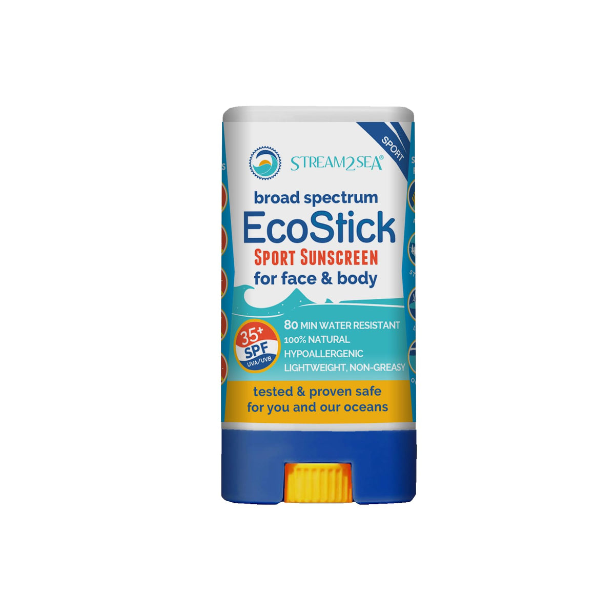 STREAM 2 SEA EcoStick SPF35, stick minéral facile à appliquer pour toute la famille.
