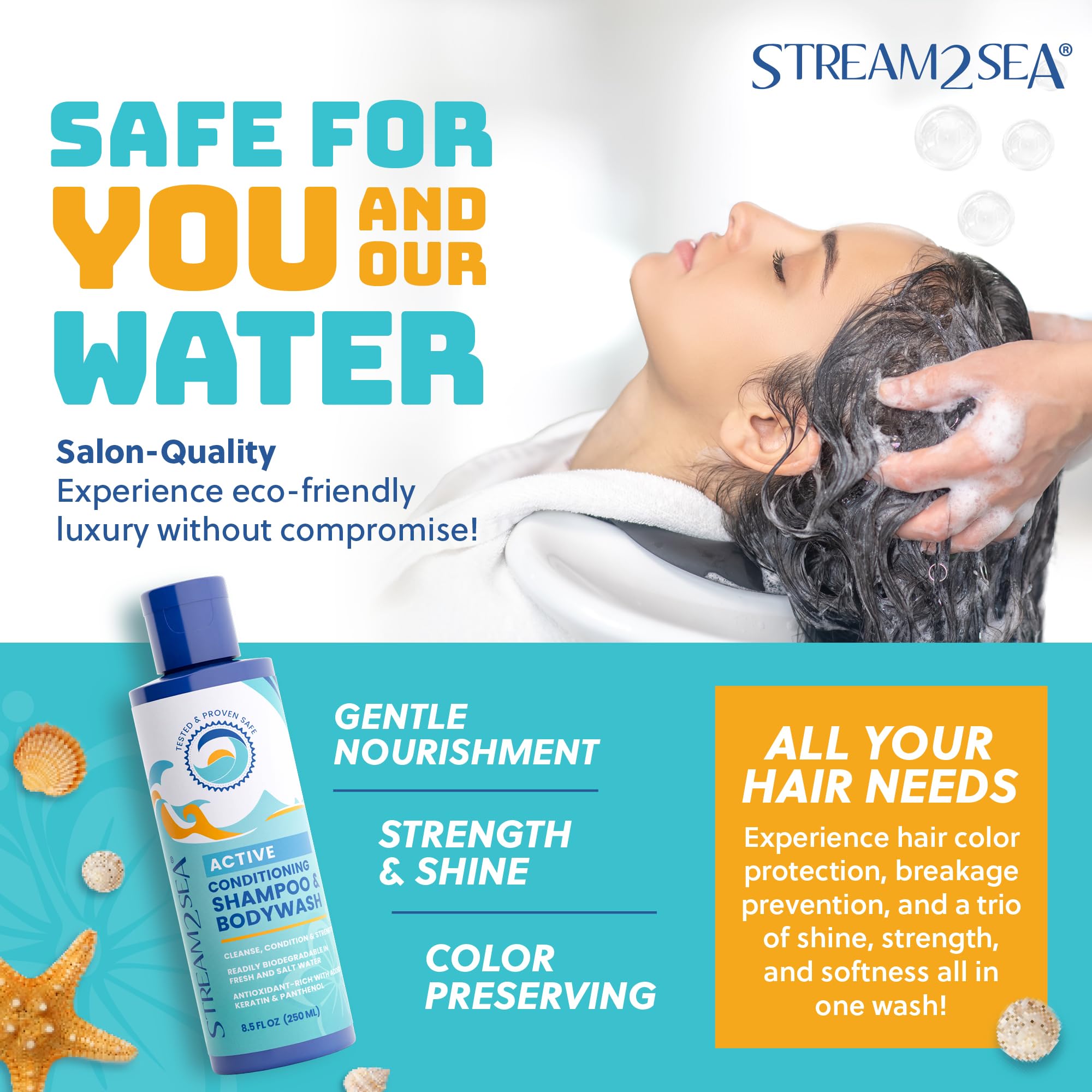 Stream2Sea: ingrédients naturels bio, formule biodégradable respectueuse de l environnement