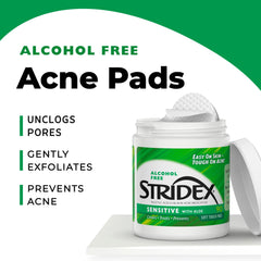 Texture douce des tampons Stridex Sensibles pour une peau nette.