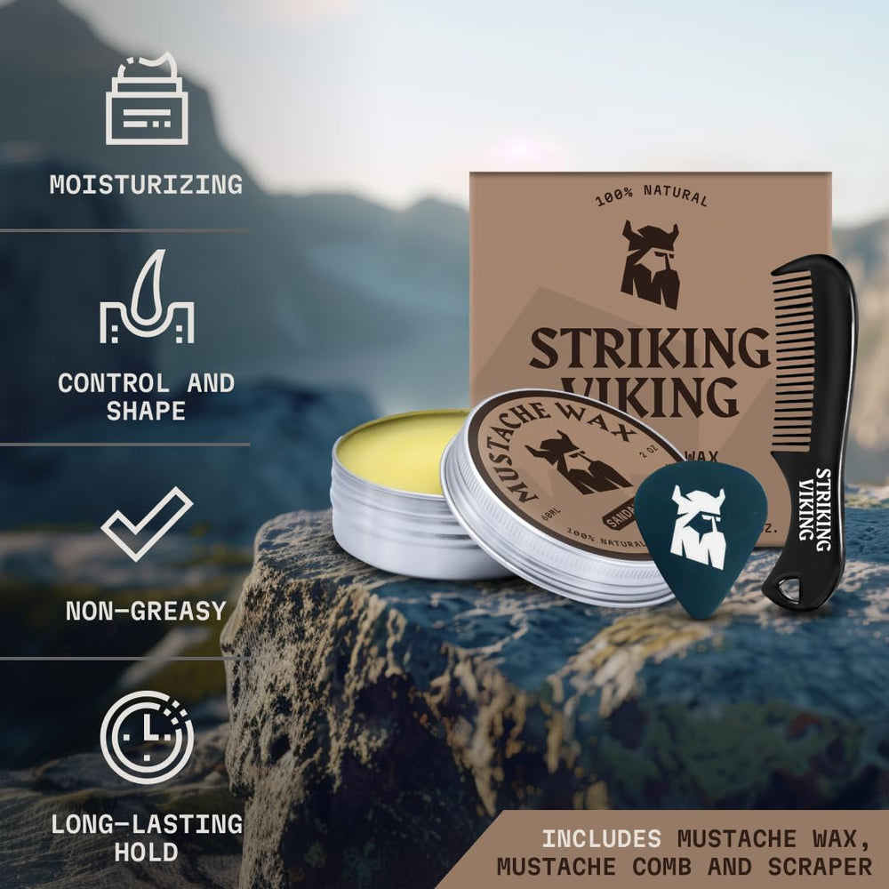 Appliquer Striking Viking cire moustache pour un style précis.