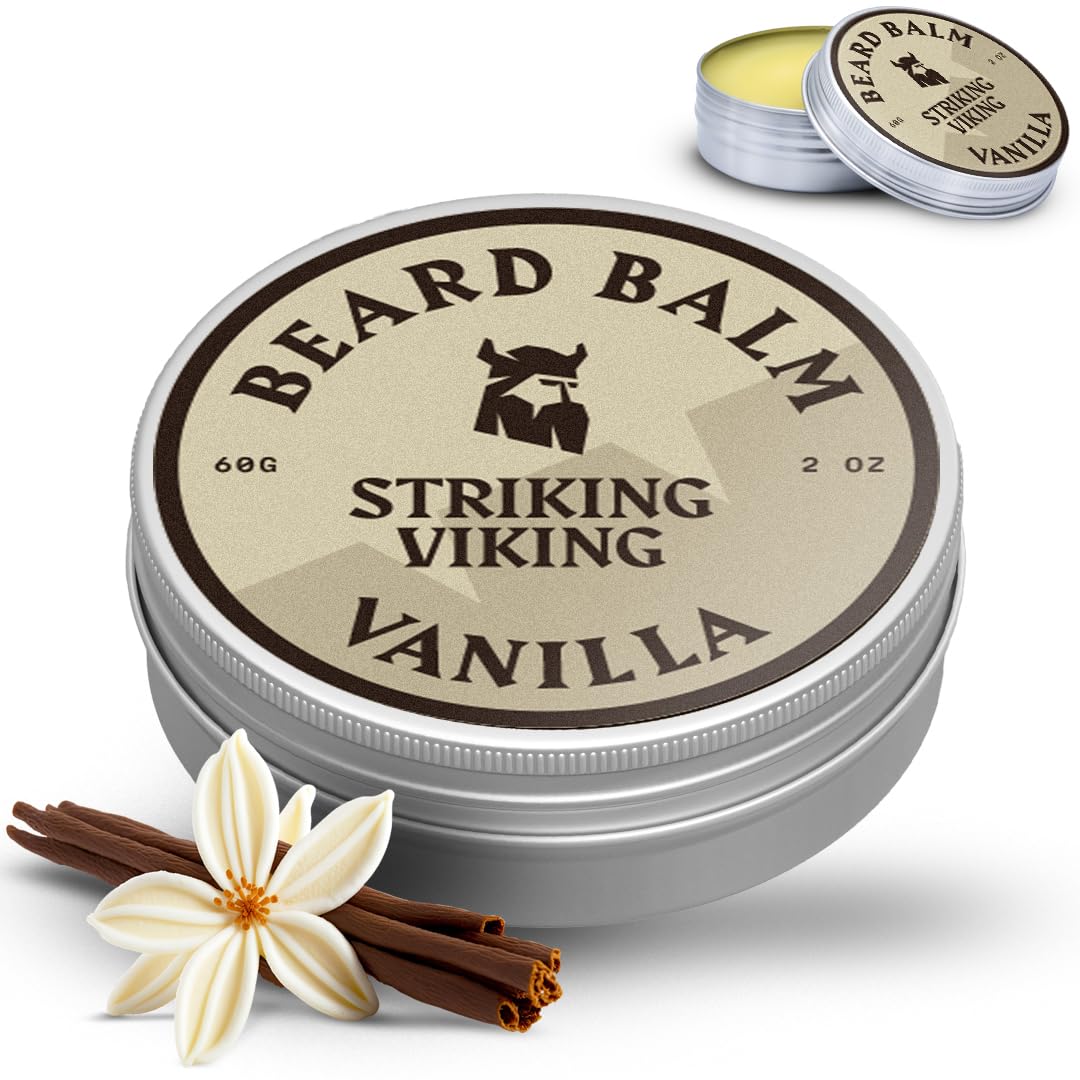 Avant/après montre une barbe plus soignée et nourrie avec Striking Viking