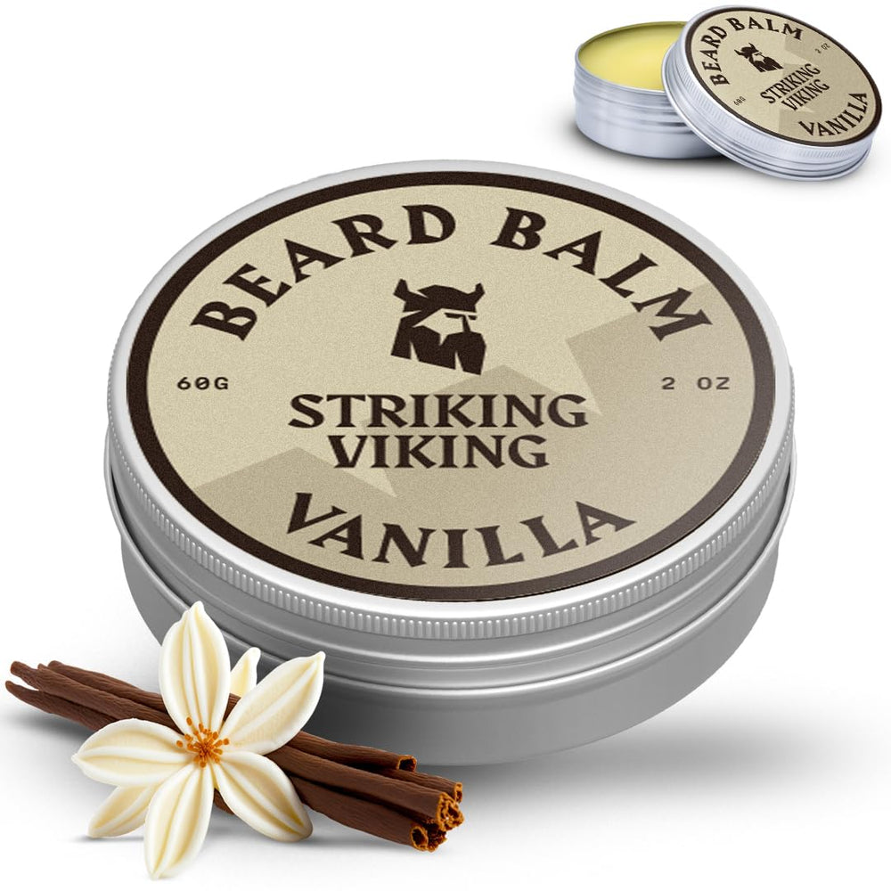 Avant/après montre une barbe plus soignée et nourrie avec Striking Viking