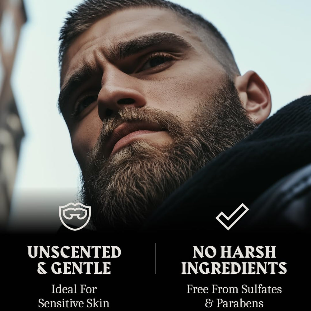 La barbe devient nette et hydratée avec le soin Striking Viking.