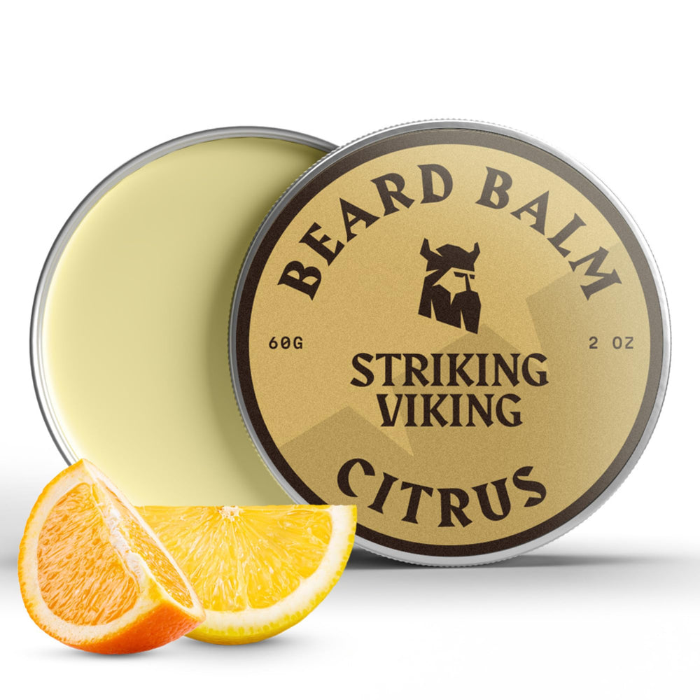 Baume Striking Viking barbe citron – douceur et coiffage léger.