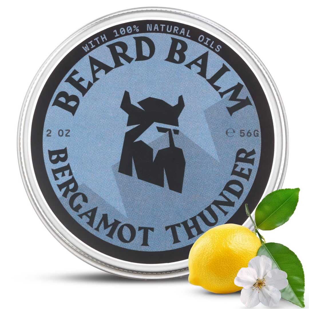 Striking Viking baume barbe emballage: hydratation durable pour poils et peau.