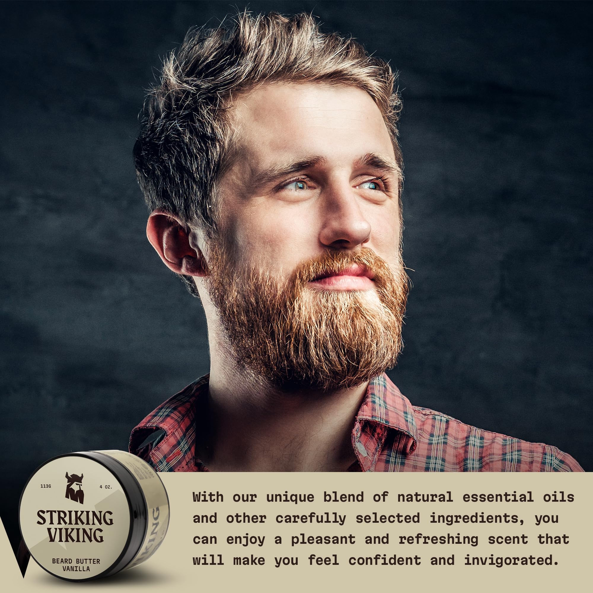 Beurre-barbe Striking Viking Vanille, pré-rasage et soin sans graisse.