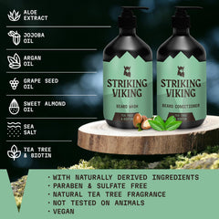 Striking Viking conditionneur barbe arbre-a-the : barbe douce et coiffage facilité.
