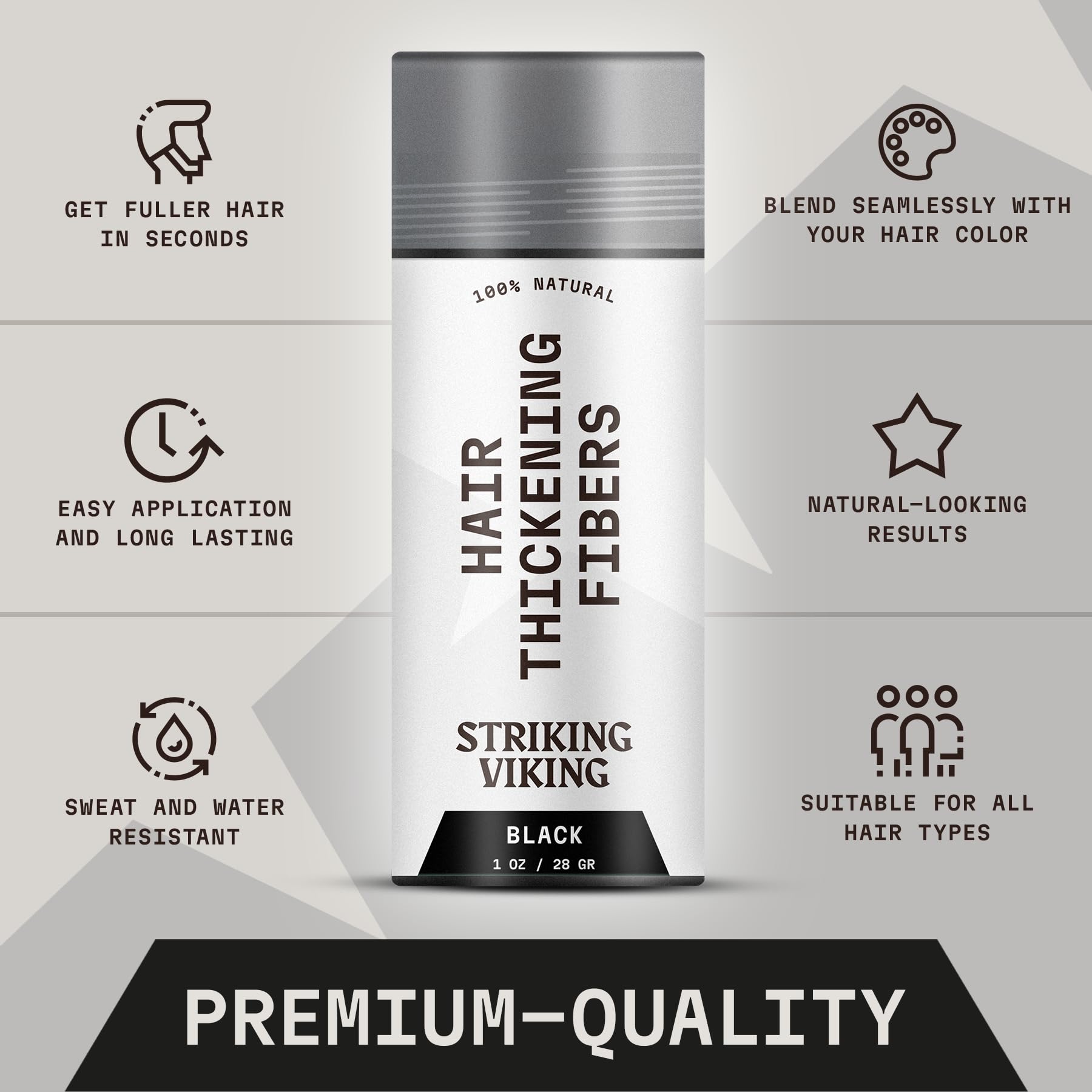 Striking Viking 28 g Noir — aperçu avant/après densité capillaire