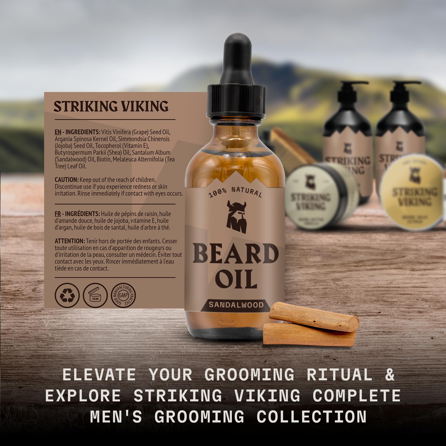 Striking Viking huile de barbe application quotidienne : parfum boisé agréable