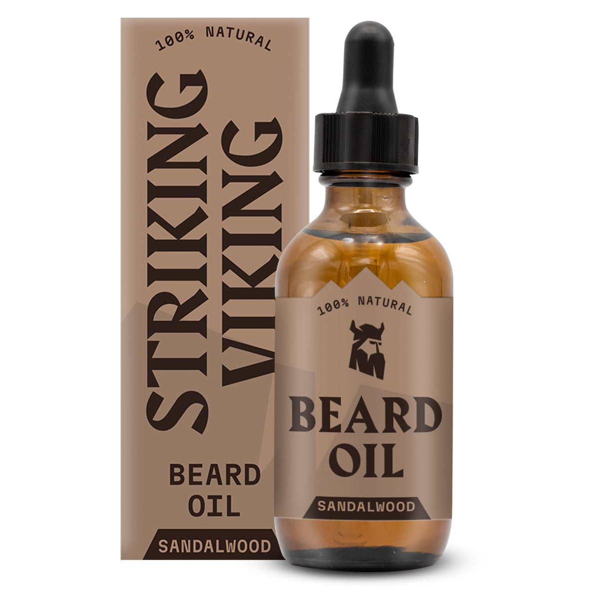 Striking Viking huile barbe bois de santal — bouteille claire et hydratante