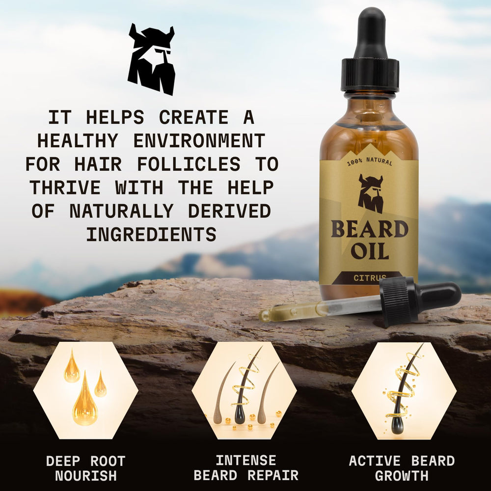 Huile barbe citron Striking Viking avec arbre à thé pour peau sensible