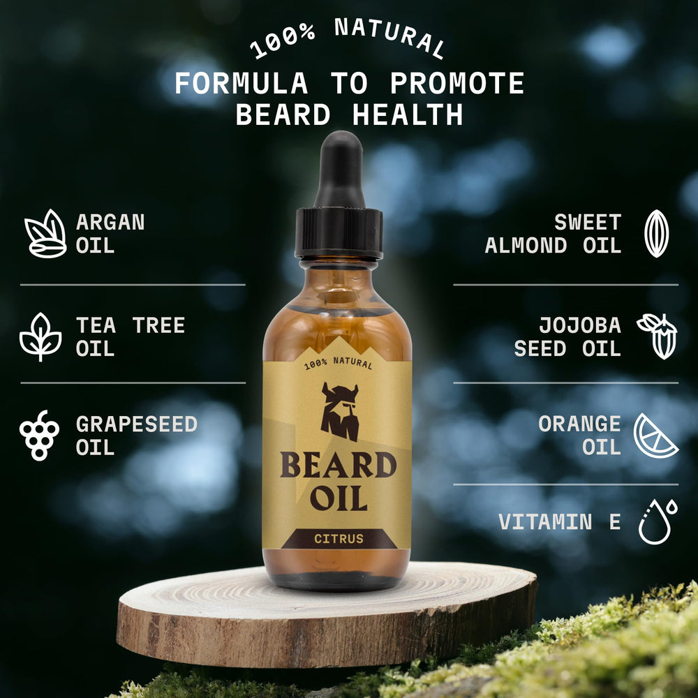 Huile barbe citron Striking Viking enrichie jojoba nourrit et dompte les poils