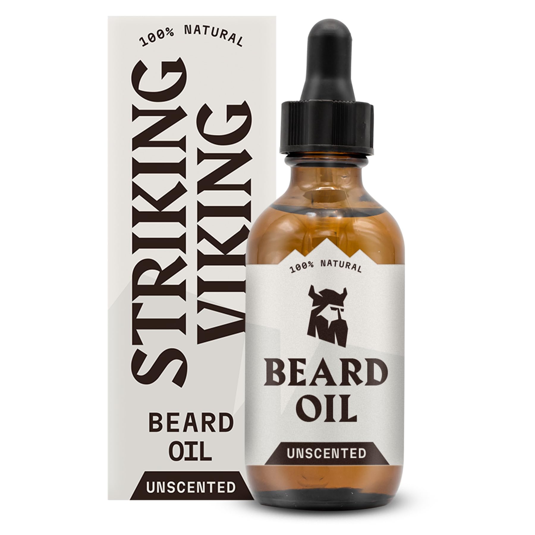 Striking Viking huile barbe non parfumee, bouteille 60 ml, hydratation durable.
