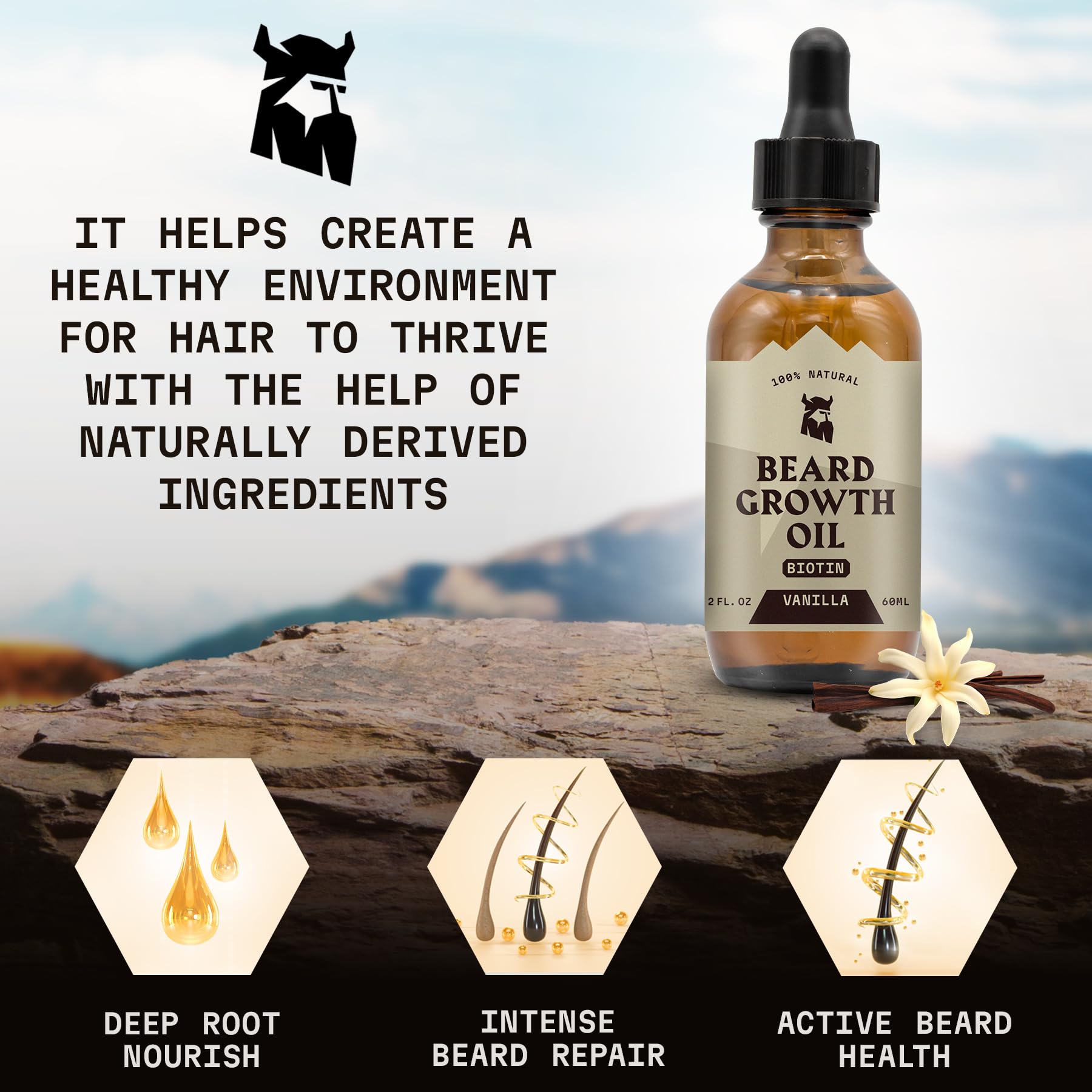 Striking Viking Huile Croissance Barbe – biotine et argan pour des poils plus épais