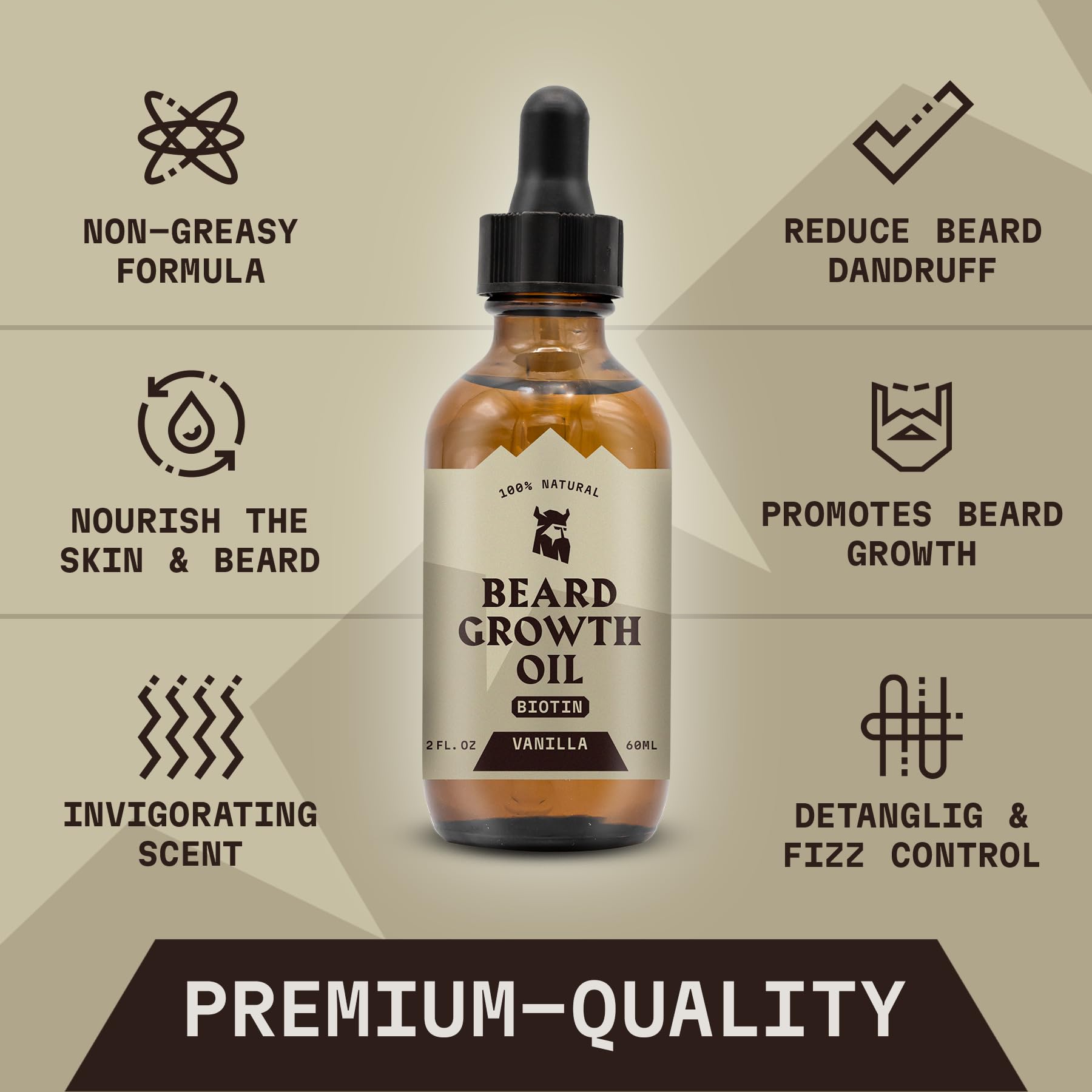 Striking Viking Huile Croissance Barbe – parfum vanille durable sur peau et poils